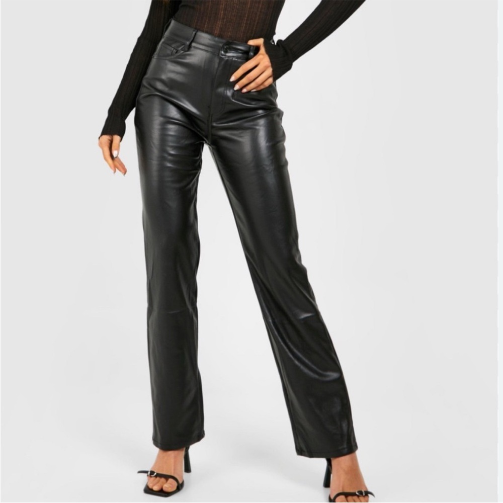 Genuine Leather Straight Leg Jeans